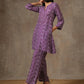 trueBrowns Purple White Lehariya Printed Silk Co-Ord Set - Swadesiicart