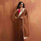 trueBrowns Brown Silk Ready To Wear Saree | Swadesiicart