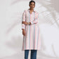 trueBrowns Off-White Cotton Multi Stripe A-line Kurta Set | Swadesiicart