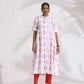 trueBrowns White Cotton Print Flared Kurta Set | Swadesiicart