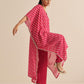 trueBrowns Pink Lehariya Printed Silk Kaftan Pant Set | Swadesiicart