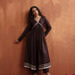 trueBrowns Brown Metallic Flared Anarkali Kurta Set | Swadesiicart