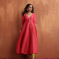 trueBrowns Hot Pink Tissue Flared Anarkali Kurta Set | Swadesiicart