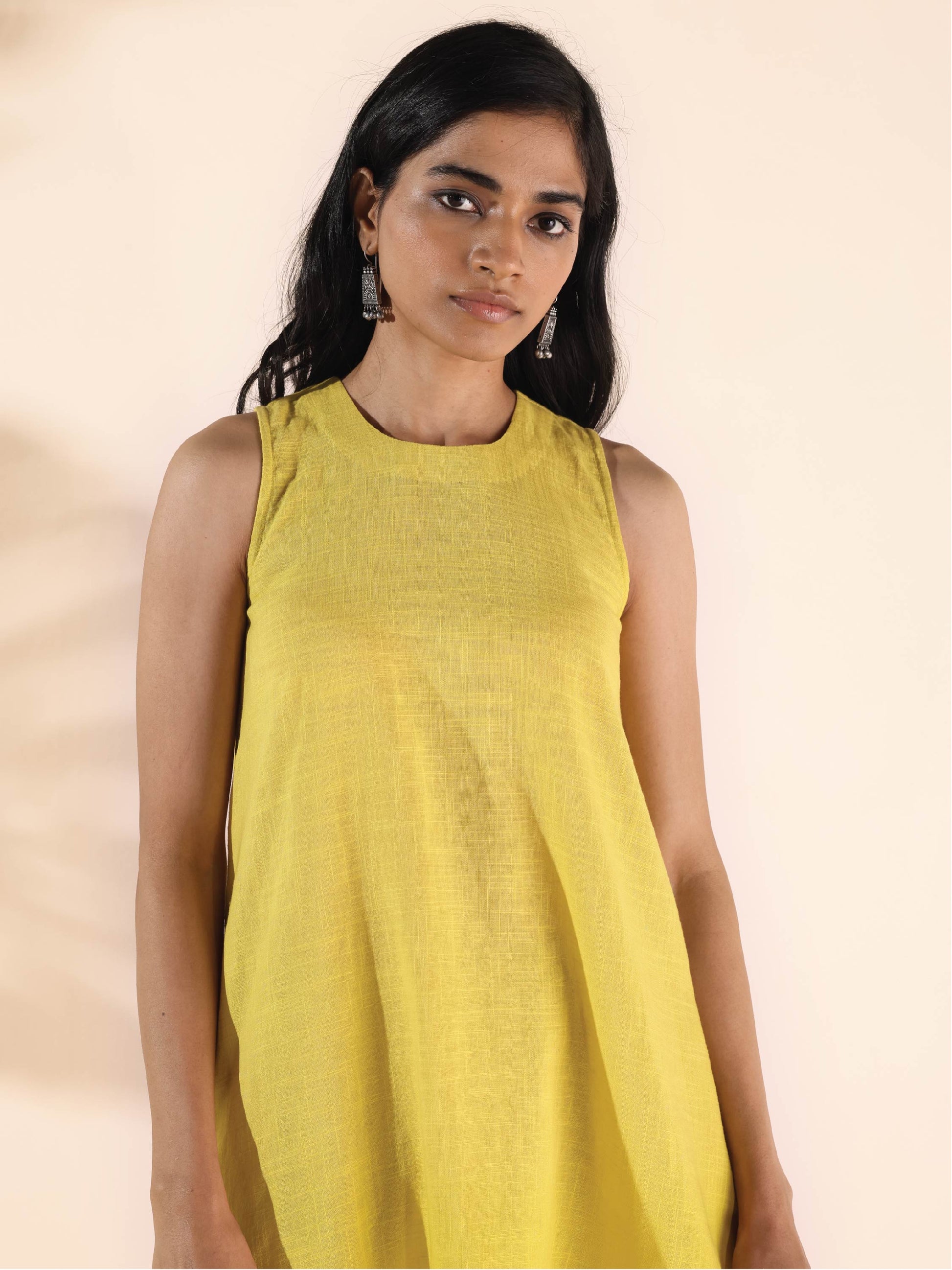 trueBrowns Lime Cotton Sleeveless Co-ord Set - Swadesiicart
