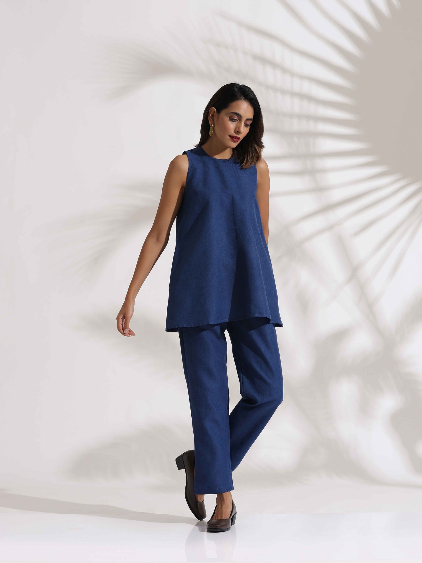 trueBrowns Blue Slub Co-ord Set - Swadesiicart