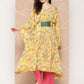 Ahalyaa Women Floral Printed Flared Sleeves Gotta Patti Floral Crepe Kaftan Kurta | Swadesiicart