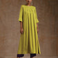trueBrowns Lime Modal Satin Neck Pleat Kurta Set | Swadesiicart