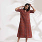 trueBrowns Brown Cotton Print pleated Dress | Swadesiicart