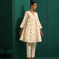trueBrowns Ivory Multi Color Cotton Yoke Gathered Co-ord Set - Swadesiicart