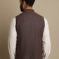 Even Apparels Men's Brown Mandarin Collar Waistcoat | Swadesiicart