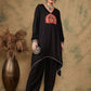 InWeave Women's Black Trangle Maroon Patch Work Assymentrical Kurta Set - Swadesiicart