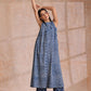 trueBrowns Indigo Dabu Zig-Zag Lines Print Cotton Sleeveless Kurta Pant Set | Swadesiicart