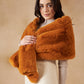 InWeave Women's Carrot Orange Long Faux Fur Cape - Swadesiicart