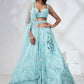 House of Panchhi Turquoise Blue Georgette Sequins And Thread Embroidery Lehenga Choli & Dupatta | Swadesiicart