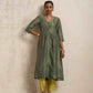 trueBrowns Green Tissue A-line Kurta Set | Swadesiicart