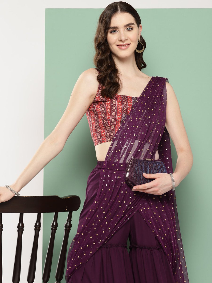 Ahalyaa Printed Ethnic Co-Ords with Draped Dupatta - Swadesiicart
