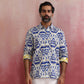 trueBrowns Men's Blue Ikat Print Cambric Shirt | Swadesiicart