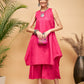 InWeave Women's Fuchsia Short Kurta Palazzo Set - Swadesiicart