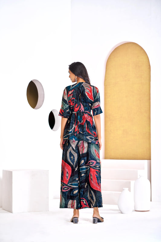 BulBul Kalki Blue Chanderi Co-Ord Set - Swadesiicart