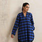 trueBrowns Blue Check Pleated Winter Top | Swadesiicart