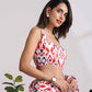 trueBrowns Carrot Muslin Ikat Sleeveless Blouse | Swadesiicart