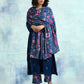 trueBrowns Blue Printed Velvet Shawl | Swadesiicart