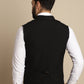 Even Apparels Men's Black Waistcoat with Notched Lapel | Swadesiicart