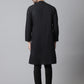 Even Apparels Black Sherwani Kurta With Asymetrical Cut | Swadesiicart