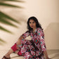 trueBrowns Pink Cotton Ikat Flared Kurta Pant Set | Swadesiicart