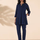 trueBrowns Blue Cotton Dobby Regular Co-ord Set - Swadesiicart