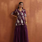 trueBrowns Purple Metallic Sharara Dupatta Set | Swadesiicart