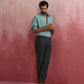 trueBrowns Men's Aqua Blue Cotton Shirt Collar Stylized Kurta | Swadesiicart