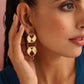 trueBrowns Brass Red Stone Paisley Earrings - Swadesiicart