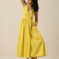 trueBrowns Lime Slub Texture Sleeveless Wrap Dress | Swadesiicart