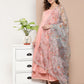 InWeave Women's Light Pink Cr Strappy Set With White Organza Dupatta - Swadesiicart