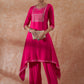 InWeave Women's Magenta Emb Assymetrical Kurta Pant Set - Swadesiicart