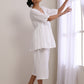 trueBrowns White Slub Texture Short Angrakha Co-Ord Set - Swadesiicart