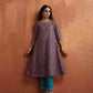 trueBrowns Purple Print A-line Kurta Set | Swadesiicart