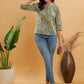 InWeave Women's Dull Green Leaf Floral Print Top - Swadesiicart