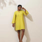 trueBrowns Lime Cotton Linen Dress | Swadesiicart
