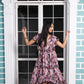 Noroke Sustainable fabric | Bemberg Brown Printed High Low Dress | Swadesiicart