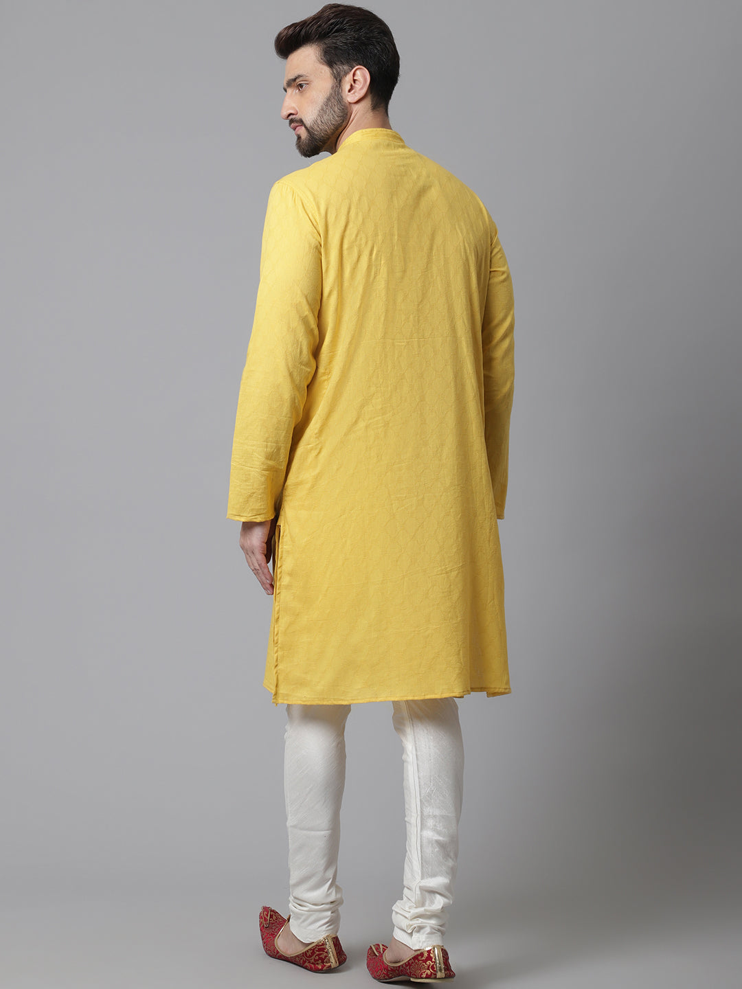 Even Apparels Yellow Pure Cotton Kurta With Band Collar | Swadesiicart