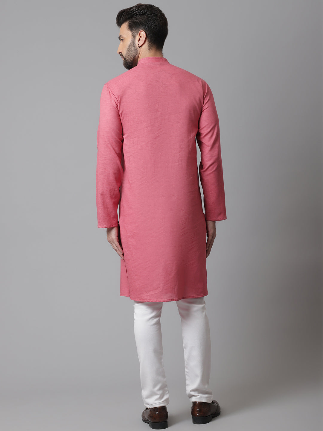 Even Apparels Rust Pure Cotton Kurta With Band Collar | Swadesiicart