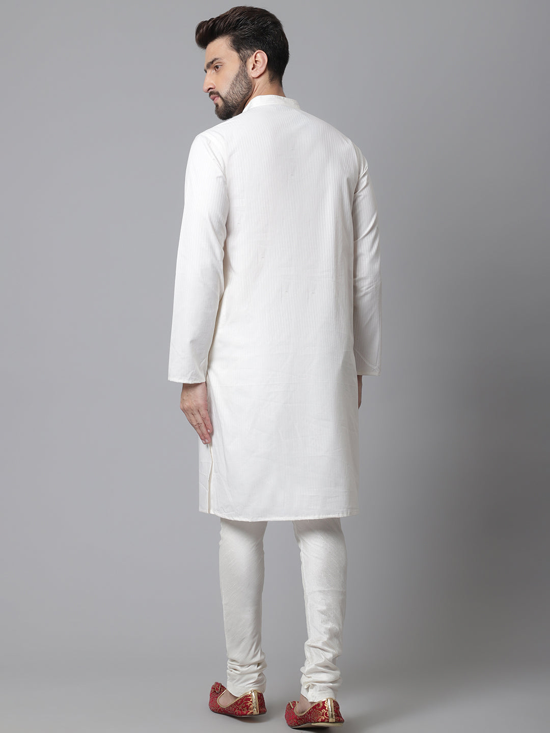 Even Apparels White Pure Cotton Kurta With Band Collar | Swadesiicart