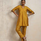 trueBrowns Gold Silk Kurta Co-ord Set - Swadesiicart