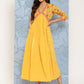 Ahalyaa Floral Print Crepe Empire Midi Ethnic Dress | Swadesiicart