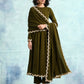 trueBrowns Mehandi Velvet Lace Shawl | Swadesiicart