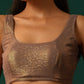 trueBrowns Grey Cotton Gold Lurex Scoop Neck Sleeveless Blouse | Swadesiicart