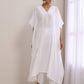 trueBrowns White Dobby Panel Kaftan Kurta Pant Set | Swadesiicart