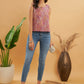 InWeave Pink Coral Floral Print W/U Top - Swadesiicart